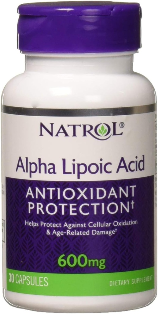 Natrol alfa lipoična kislina 600 mg, prehranska dopolnila za splošno wellness, 30 kapsul, 30 dnevna zaloga