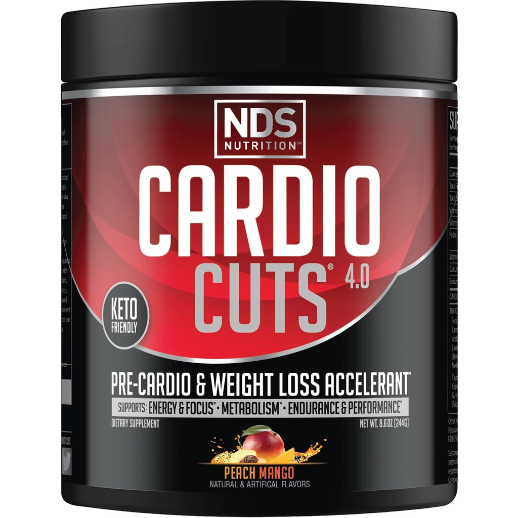 NDS Nutrition 4.0 Pre Workout dodatek - Napredno hujšanje in Pre Cardio Formula z L-karnitine, CLA, MCT, L-glutamin, in Saffflower Oil - Peach Mango (40 serving)