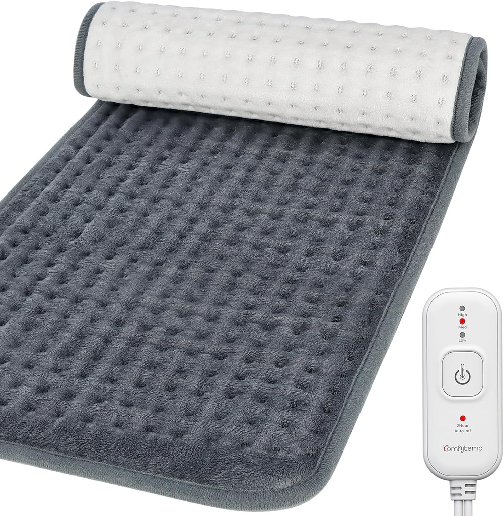 komfytemp Ogrevanje Pad za bolečine v hrbtu & Cramps Relief, FSA Upravičeni električni velike toplote Pad, 2H Auto off, Božična darila za ženske mama oče, HSA vlažen vrat ogrevani pad, pralen, 12 "x24"
