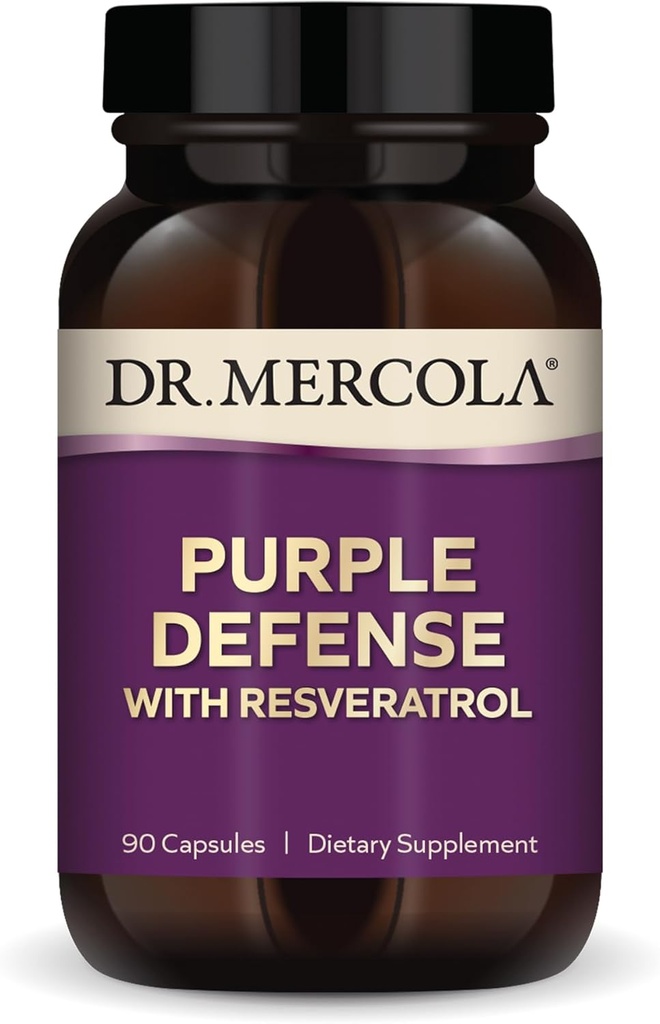 Dr. Mercola Purple Defense - visoko potencialna antioksidantna podpora - z grozdnim semenom in izvlečkom kože - Podpira kardiovaskularno in možgansko zdravje - 90 kapsul