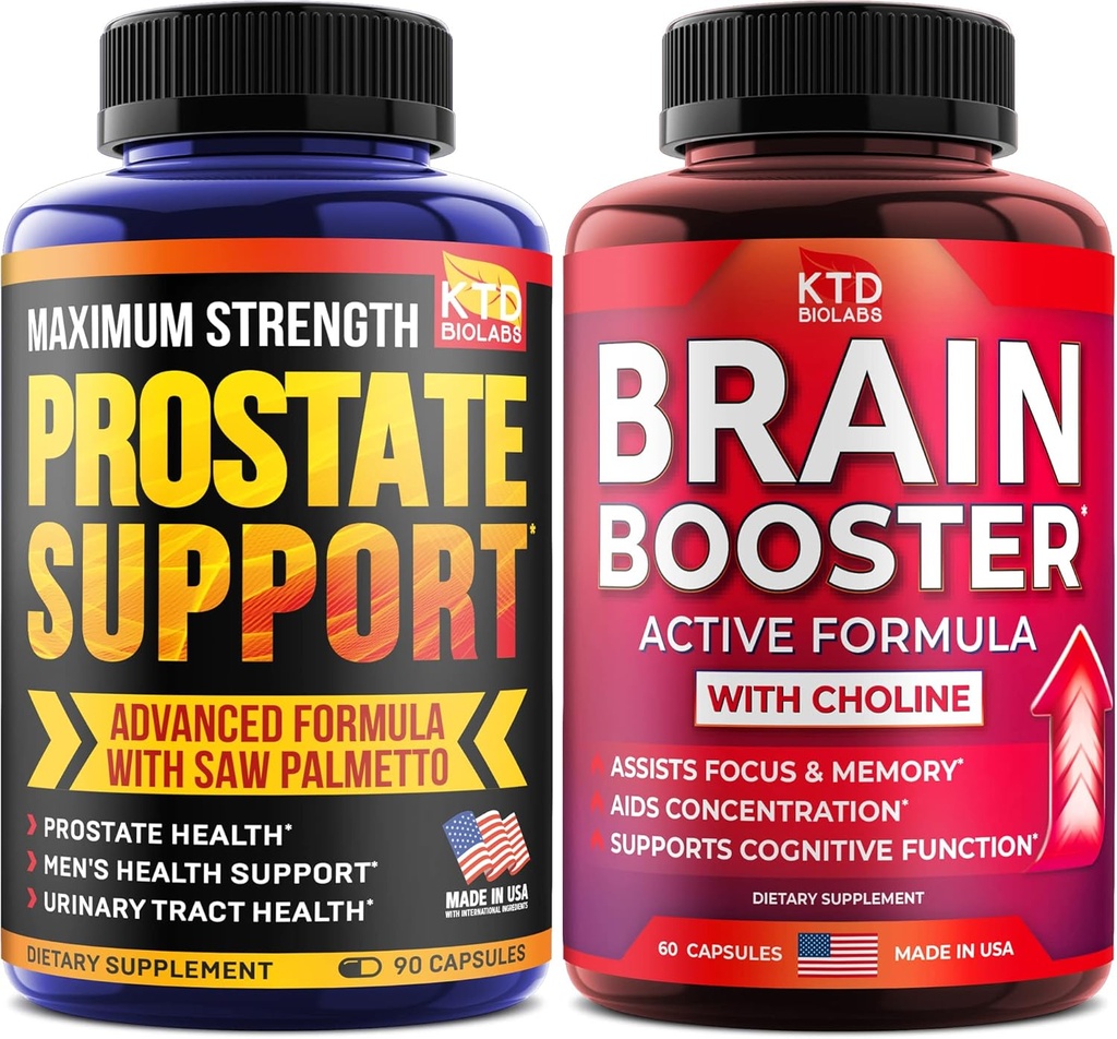 Podpora prostate za podporo moških in nootropičnih možganov - Made in USA - Saw Palmetto kapsule - Bacopa Monnieri & DMAE dodatek