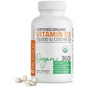 Bronson Vitamin D3 10.000 i.e. (250 μg) Certified Organic High Potency Non-GMO Vitamin D dodatek, 360 Tablete
