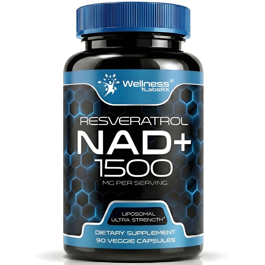 Wellness LABSRX NAD dodatek, 1500mg - ZDA Made Liposomal NAD+ Dodatek z Resveratrol, NAD Plus povečanje - podpora celično zdravje, Stamina & zdravo staranje - Ultra moč kapsule