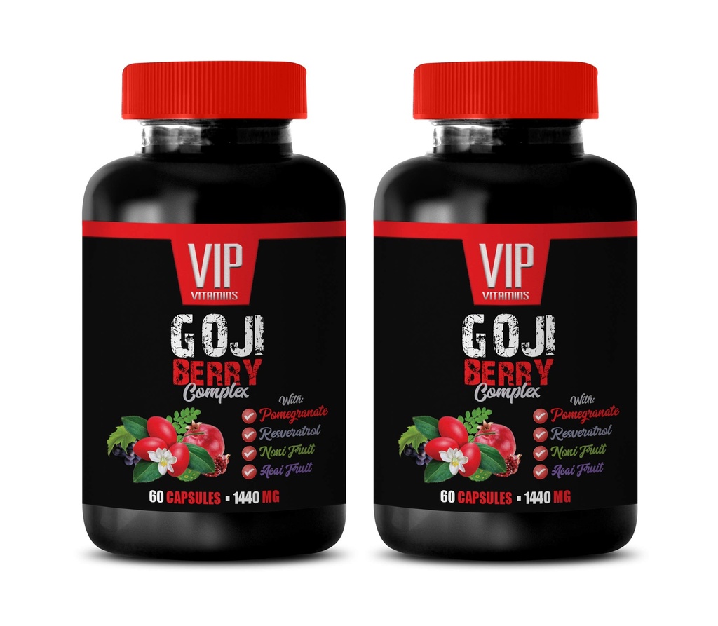 antioksidant dodatek - GOJI BERRY COMPLEX - S POMEGRANATOM, RESVERATROL, NENI, ACAI - Granatni vitamin e za kožo - antioksidanti prehranska dopolnila - antioksidanti vitamini - 2 Bot 120 Caps