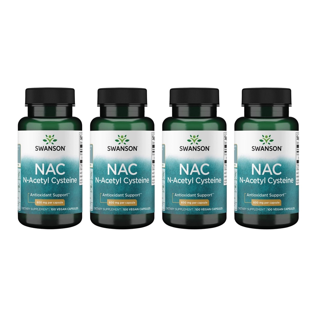 Swanson NAC - N-acetil Cistein - dopolnilo 600 mg 100 kapsul (4 pakiranja)