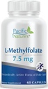 L-metilfolat pacifiške narave 7,5 mg (60 kapsul) naravna, aktivna oblika folata za splošno zdravstveno podporo - Gluten prost, ne-GMO