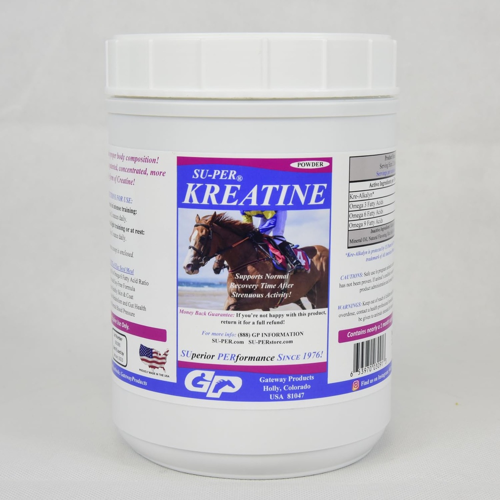 SU-PER Kreatin Energy Horse Supplement - Podpira proizvodnjo energije, Stamina in vzdržljivost - Equine Creatine Supplement s Kre-Alkalyn - 2,5 funta, (2 paketa)