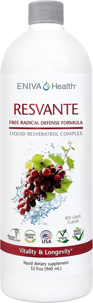 Eniva Resveratrol dodatek proti staranju najvišja moč na voljo čista Eniva ResVante tekoče - 32 Ounce