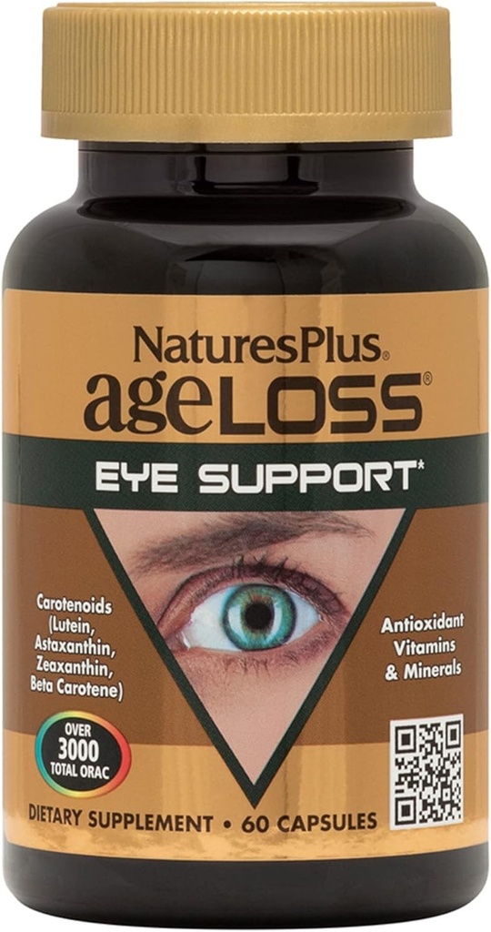 Nature Plus AgeIzguba očesne podpore - 60 kapsul - z luteinom, astaksantinom in Zeaksantinom - vegetarijansko, brez glutena - 30 služabnikov