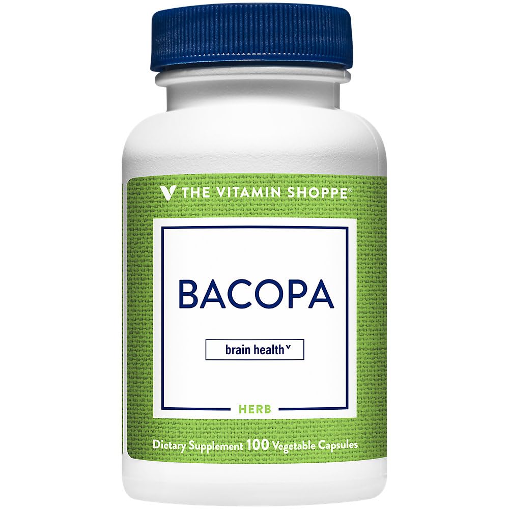 Vitaminska trgovina Bacopa 500MG (Bacopa Monnieri), klinično raziskana sestavina, zeliščni dodatek za podporo možganom, enkrat dnevno (100 kapsul)