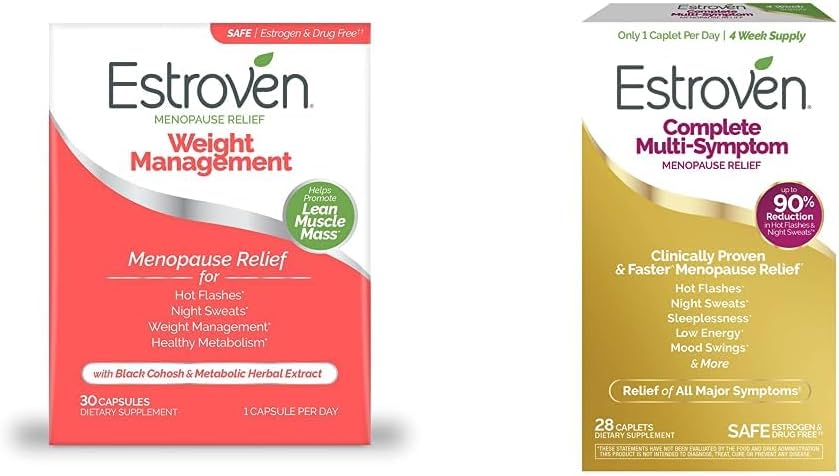Estroven upravljanje teže za menopavze Relief, zagotoviti nočno potenje in vroče Flash Relief,30 CT + popolno multi-simptom Menopause dodatek za ženske, 28 CT, brez drog in ne-GMO