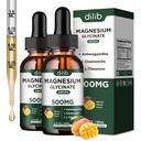 Magnezij Glycinate tekoče kapljice dodatek, z Magnezij Glycinate 500mg Ashwagandha, L - Theanine, Kamilica -Podpora Stres Relief, kosti, mišice, Mood Mango aroma 2Pack