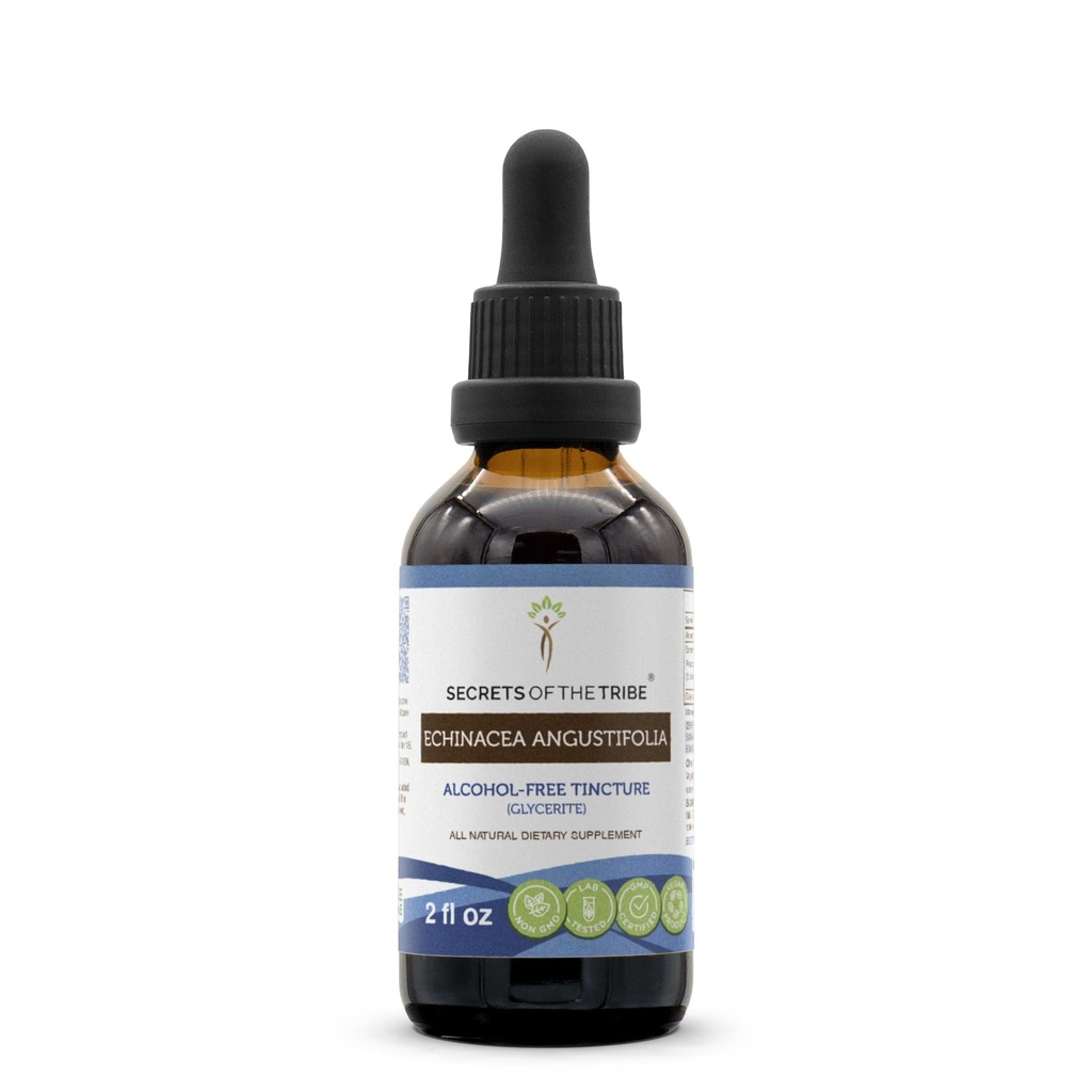 Skrivnosti izvlečka Echinacea Angustifolia Tinkture brez alkohola, odgovornega gojenega Echinacea Angustifolia posušenega korena (2 FL OZ)
