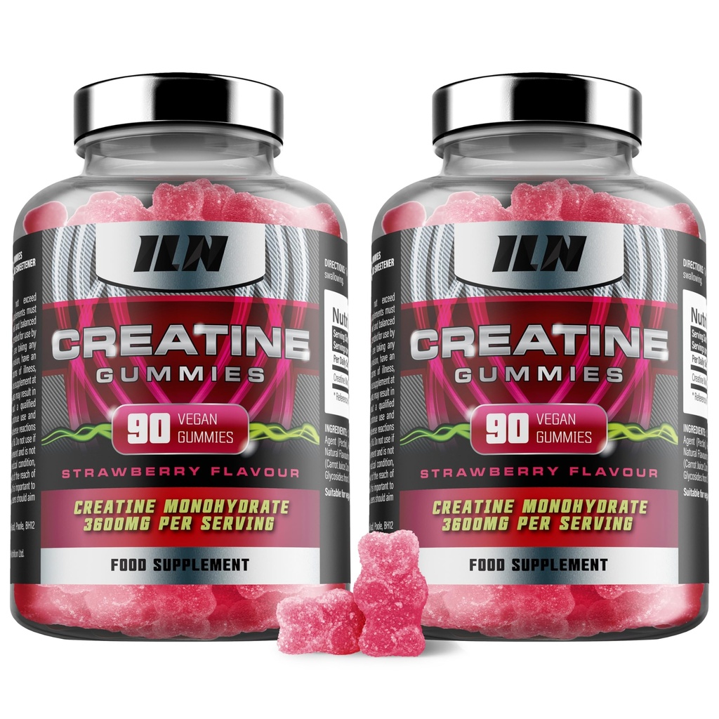 Iron Labs Nutrition Kreatin Monohidrat (180 Gummy Bears) - 3600mg na strežbo - Jagodna aroma - Kreatin visoke moči za moške in ženske (180 Veganskih Gummies)
