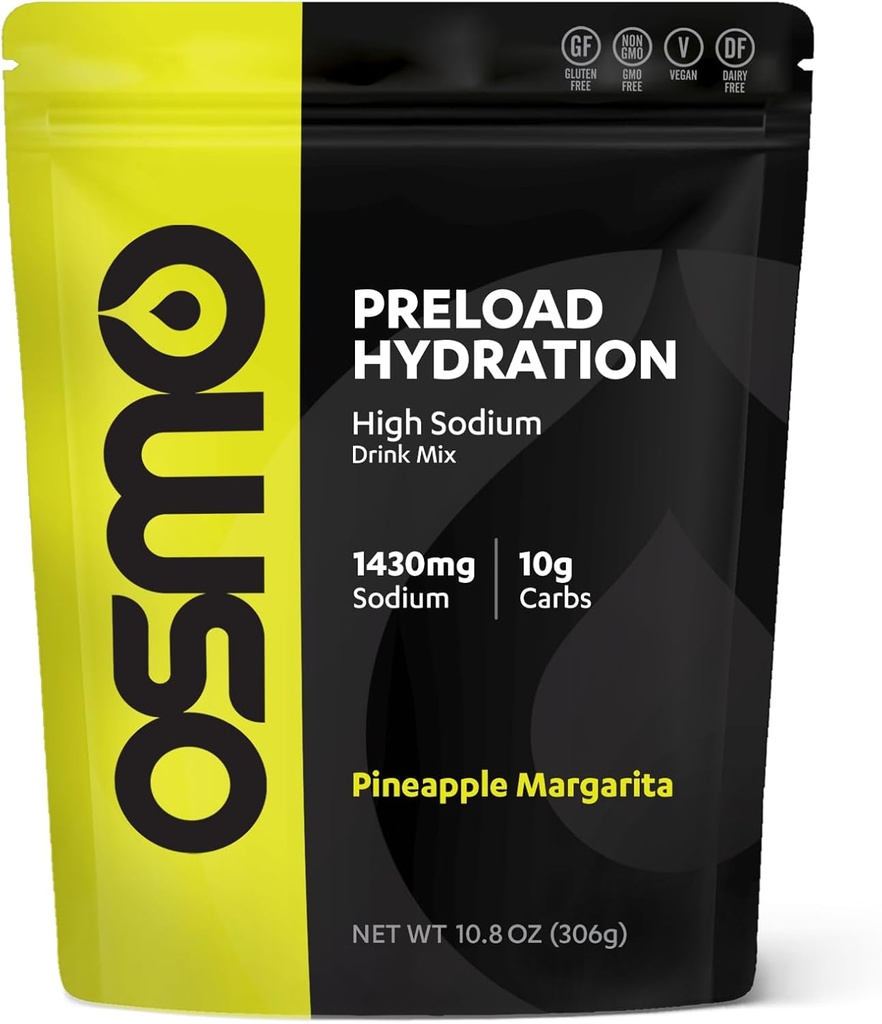 Osmo Preload Hydration Preworkout Powder Bouch - Vključuje visoko natrijev bikarbonat, magnezij, kalij, ogljikove hidrate in vitamine, sladkor iz sladkornega trsa, Beat Cramps & Dehidracija - Anapple Margarita (Bouch)