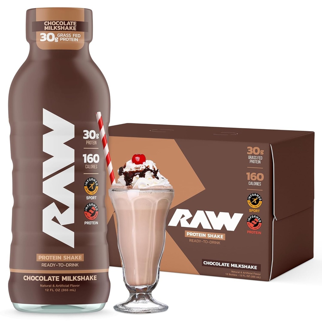 SUROVI stresanje beljakovin, čokolada - RTR Beljakovine Napitki z izolirnim sirotkinim proteinom po treningu - Zero-Sugar & Gluten-Free Meal Drink & Breakfast Shake, 12 Fl Oz