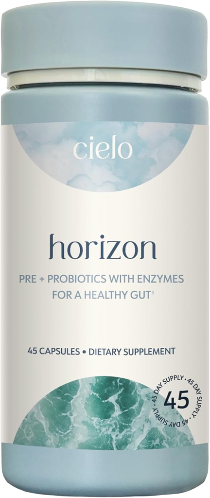 Cielo Daily Horizon Prebiotics - Probiotiki za moške in ženske - Dnevni probiotiki 20 milijard CFU za odrasle Gut Health - Vsebuje prebavne encime Mešanica za prebavljanje hranil (45 dnevna oskrba)