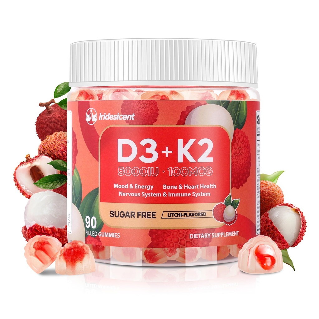 Vitamin D3 K2 Gummies w/magnezijev sladkor brez - 90 Count 