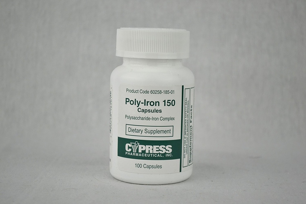 Cypress Poli-Iron 100 Caps Compare To Niferex 150Mg - Box of 100 - Model 185-01 [Zdravje in lepota]