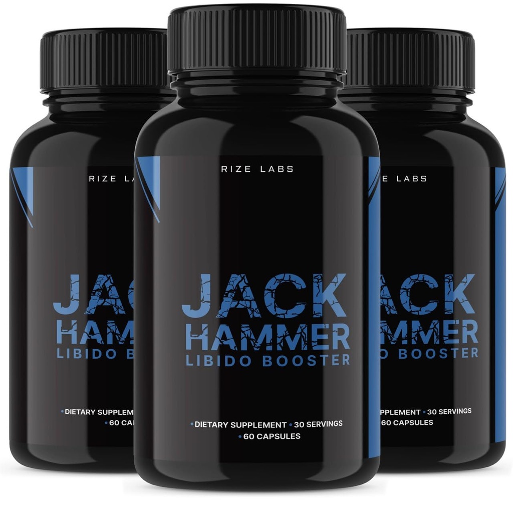 Rize laboratoriji - Jack Hammer Libido Booster dodatek za moške, močan vse naravne formule za izboljšanje zmogljivosti (180 Kapsule)