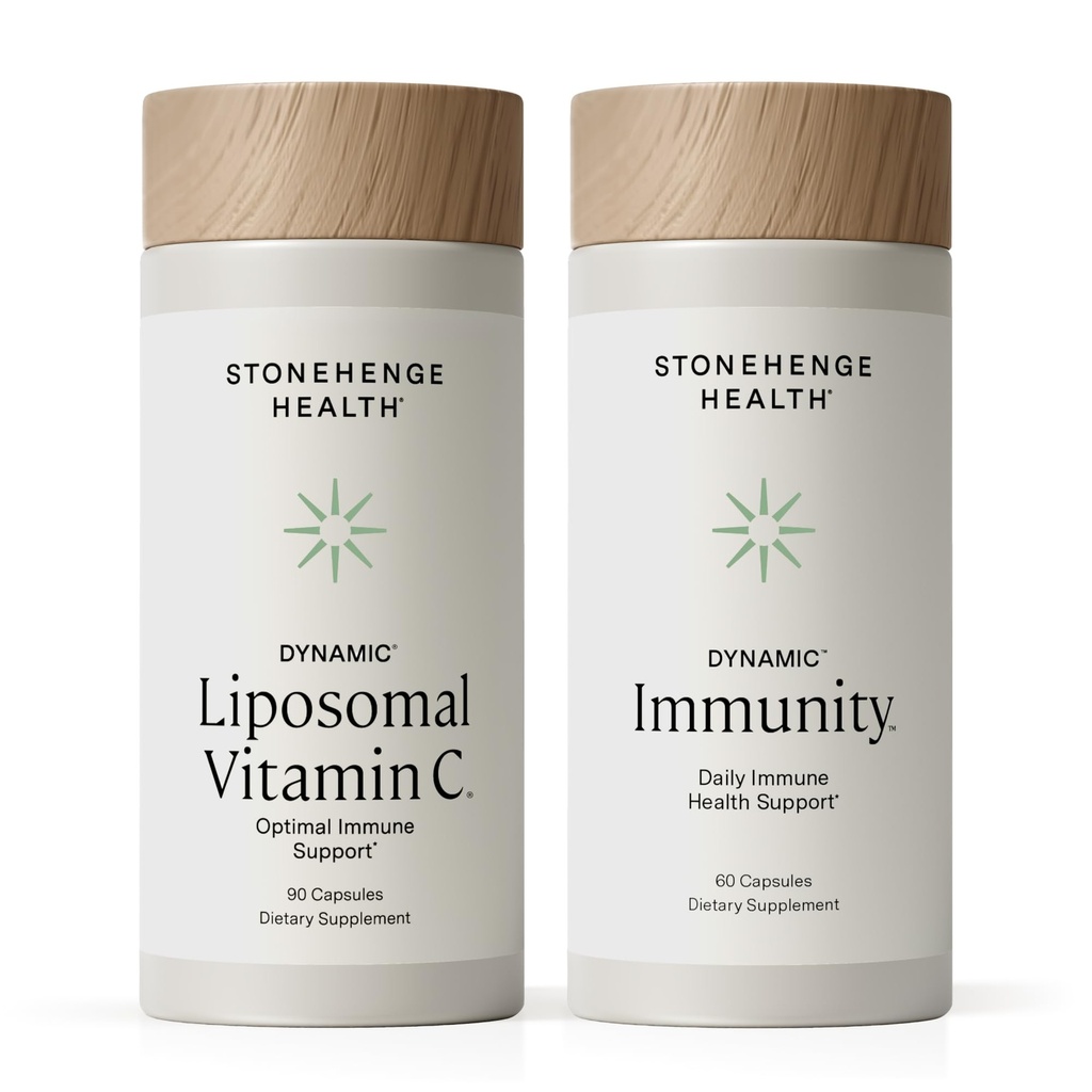 Stonehenge Health Dynamic Liposomal Vitamin C + Dynamic Immunity Bunde dodatki za podporo imunskega sistema, kolagen sinteze, in zdravje možganov