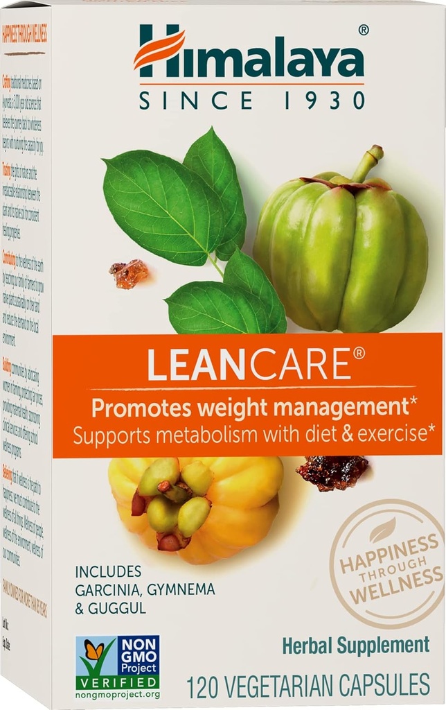 Himalaja LeanCare - Zeliščni dodatek za telesno maso in presnovo podporo Garcinia Cambogia, Gimnema Sylvestre, in Guggul - Vegan, Non-GMO, Gluten Free, 600 mg, 120 Kapsule