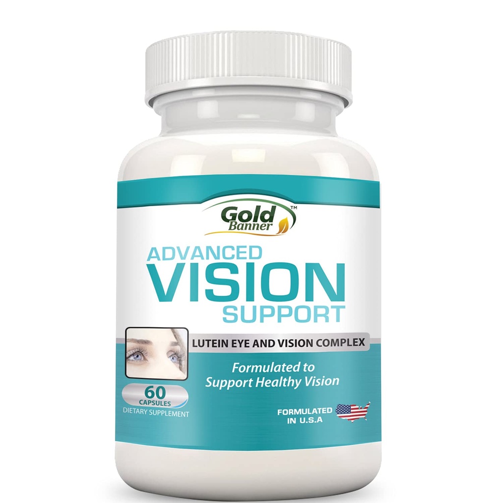 Advanced Vision Support - Lutein Eye & Vision Complex z luteinom, borovnico, cinkom, grozdnim semenom in esencialnimi vitamini - vse naravne mrežnice Kapsule za zdravje oči - Made in USA