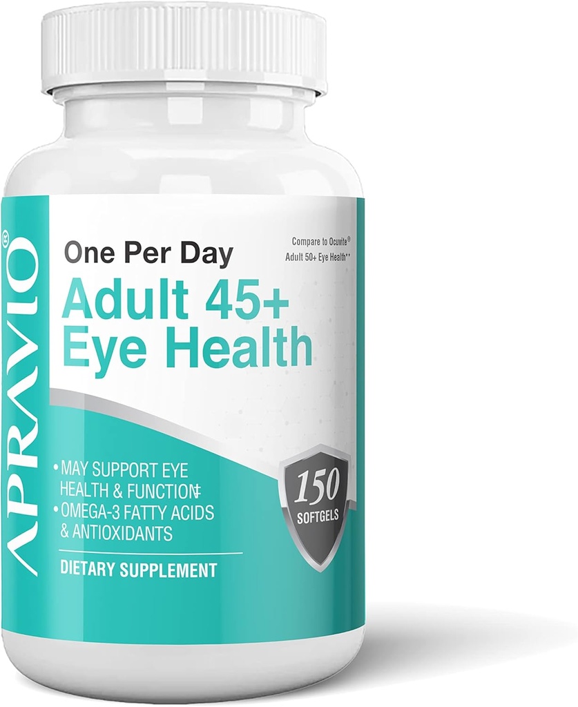 Odrasli 45+ Eye Health Eye Vitamini w/vitamin C, vitamin E, cink, baker, & Omega-3 Maščobne kisline za vid zdravje in zaščito oči, 150 Mehkužci