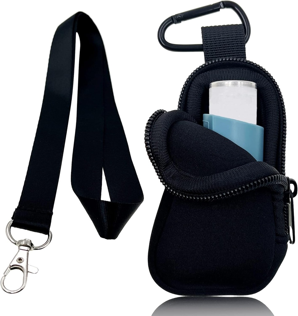 Imetnik Neoprene Travel Case za Astma Inhaler, Handy Mini vrečka za vdihavanje za vse starosti, Vdihovalec ni vključen (črna)