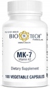Bio-Tech Pharmacal MK-7 (Vitamin K2), 100 Zelenjavne kapsule – Vse naravne dodatke – Podpora Kardiovaskularno zdravje in zdravje kosti – Brez mleka, rib, glutena, arašidov, školjk, GSO, Košir, Halal, & Soy –