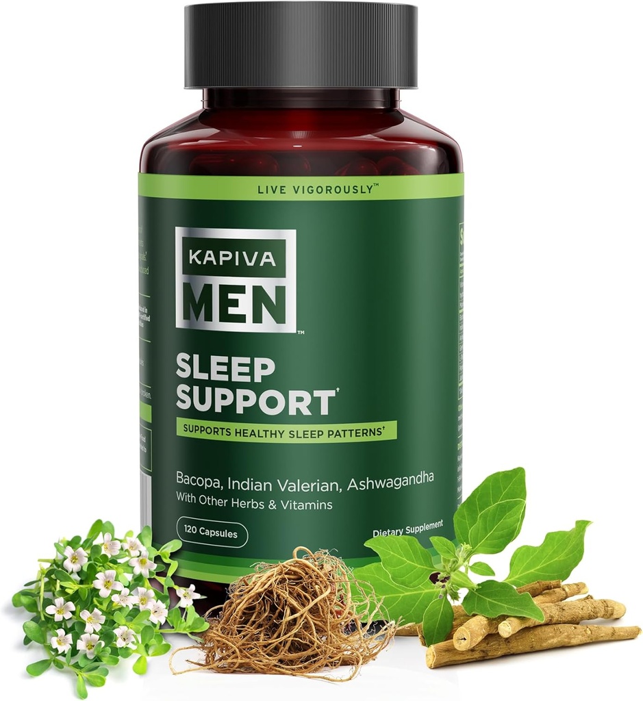Podpora za spanje z Bacopa, Valerian, Ashwagandha, in drugih zelišč in vitaminov, Podpira zdrave vzorce spanja, 60 dnevno dobavo, 120 kapsul