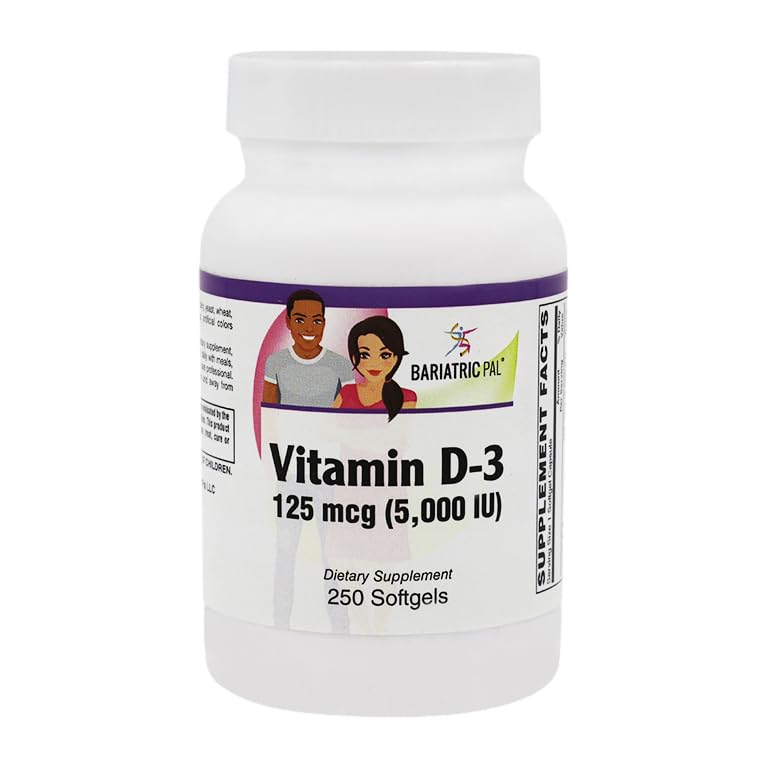 BariatricPal Vitamin D-3 125mcg (5000 i.e.) - Vegetarian Softgels (250ct steklenica)