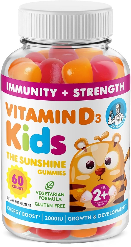 Vitamin D3 Gumiji za otroke in odrasle 2000 i.e. - Visoka absorpcija Vitamin D Otroci Gumiji Dodatki - Vegetarijanska, Imunska podpora D3 za odrasle in otroke (60 števk)