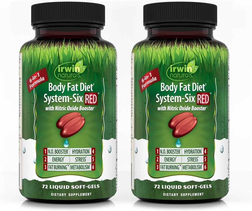 Irwin Naturals Body Fat Diet System-Six RED – 72 Tekoči soft-Gels - 2 paket