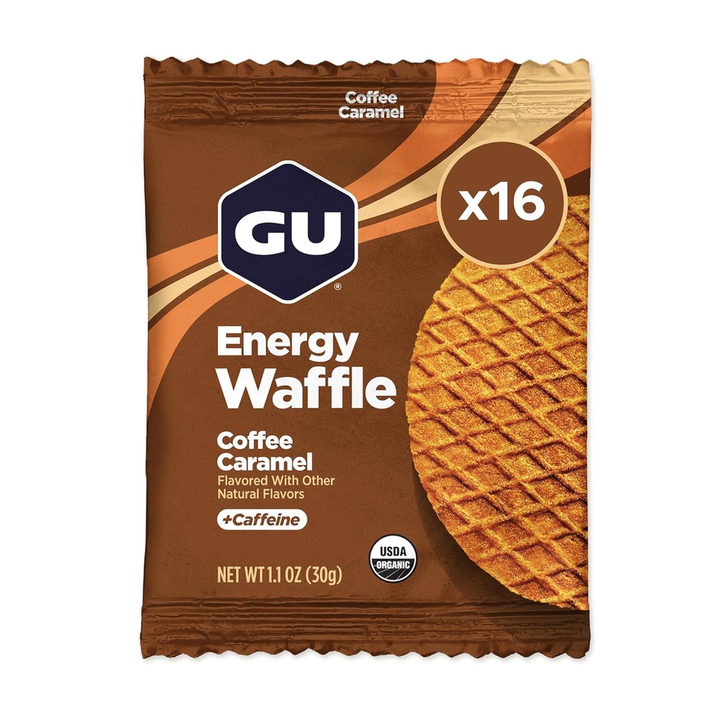 GU Energy Stroopwafel Caramel Coffee Sports Nutrition Waffle, Caffeine Vključeno, in Kosher Dairy, On-The-Go Energy za vse vadbe, 16 Count