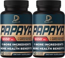10in1 Pure Papaya Encimi za prebavo 6550mg 4 Meseci Podpora Prebava, Imunska & Telesno zdravje - Mešanica z ekstrahiranim Granatom, jabolko pektin, ingver, kurkuma, pepermint - 2 paketi 60 števk