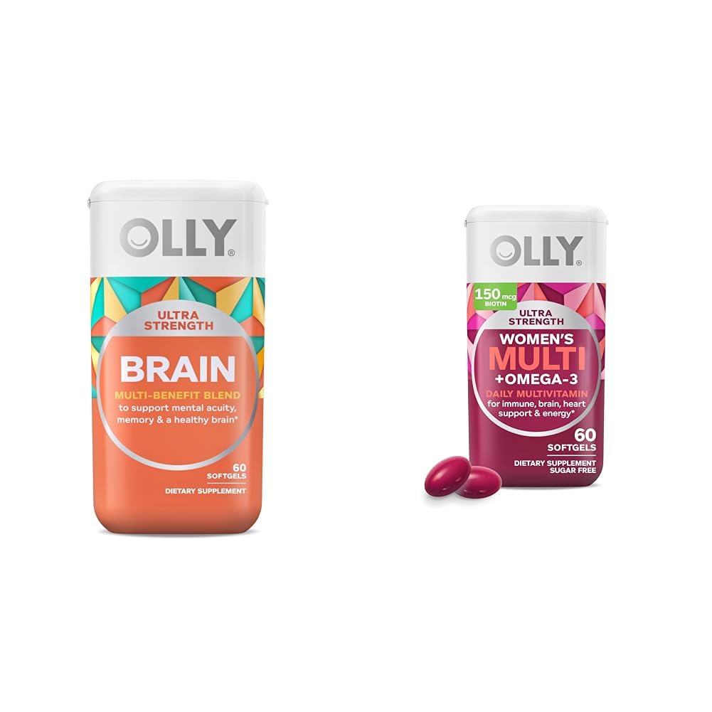 OLY Ultra moč možganov softgels, Nootropic, podpira zdravo delovanje možganov, spomin, fokus & Ultra ženske več softgels, splošno zdravje in imunske podpore, Omega-3s, železa, vitamini A, D