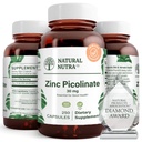 Naravni nutra cinkov pikolinat 30 mg, dvojna moč, surova in čista, visoko biološko razpoložljiv dodatek za rast in imunske podpore, pomaga podporo metabolični sistem, zmanjšanje pogosto hladno 250 kapsul