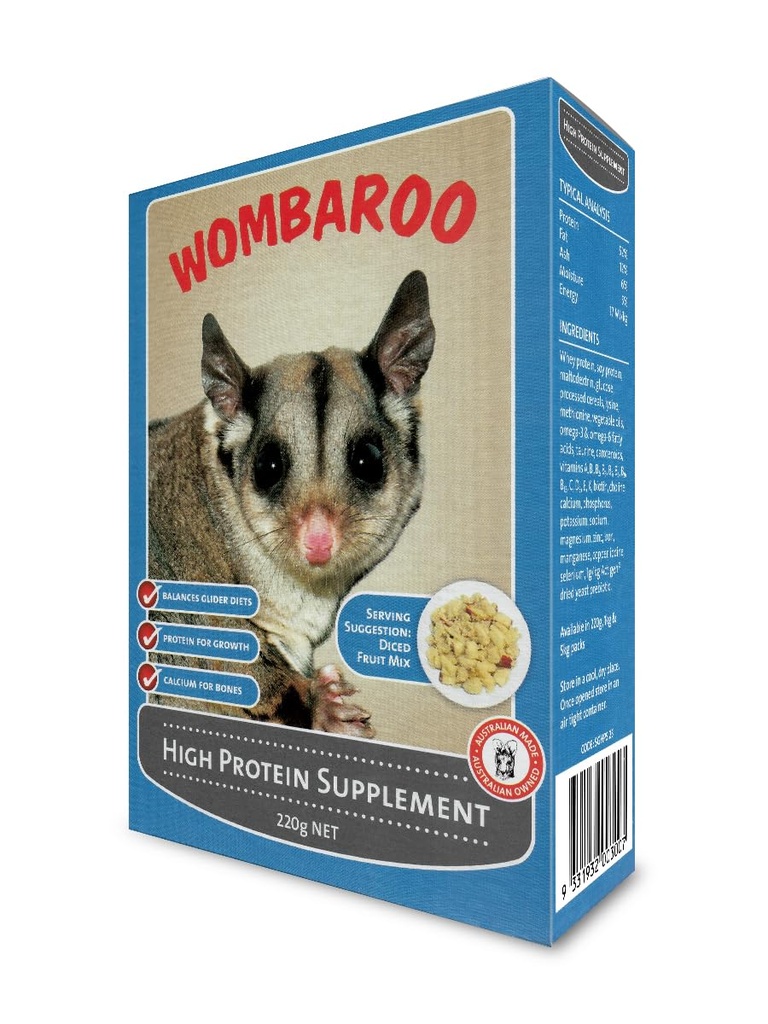 Wombaroo High Protein Supplement for Sugar Gliders and Flying Veverice, Instant HPW - 7.7 Ounces (220 Grams)