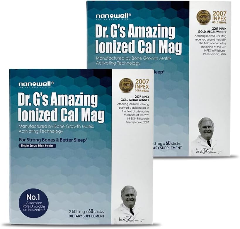 Dr G's Amazing Ionized Cal Mag - zdravje kosti Kalcij Magnezij v prahu dodatek - 60 palice x 2 pakiranja za 4 mesece (120 števk)