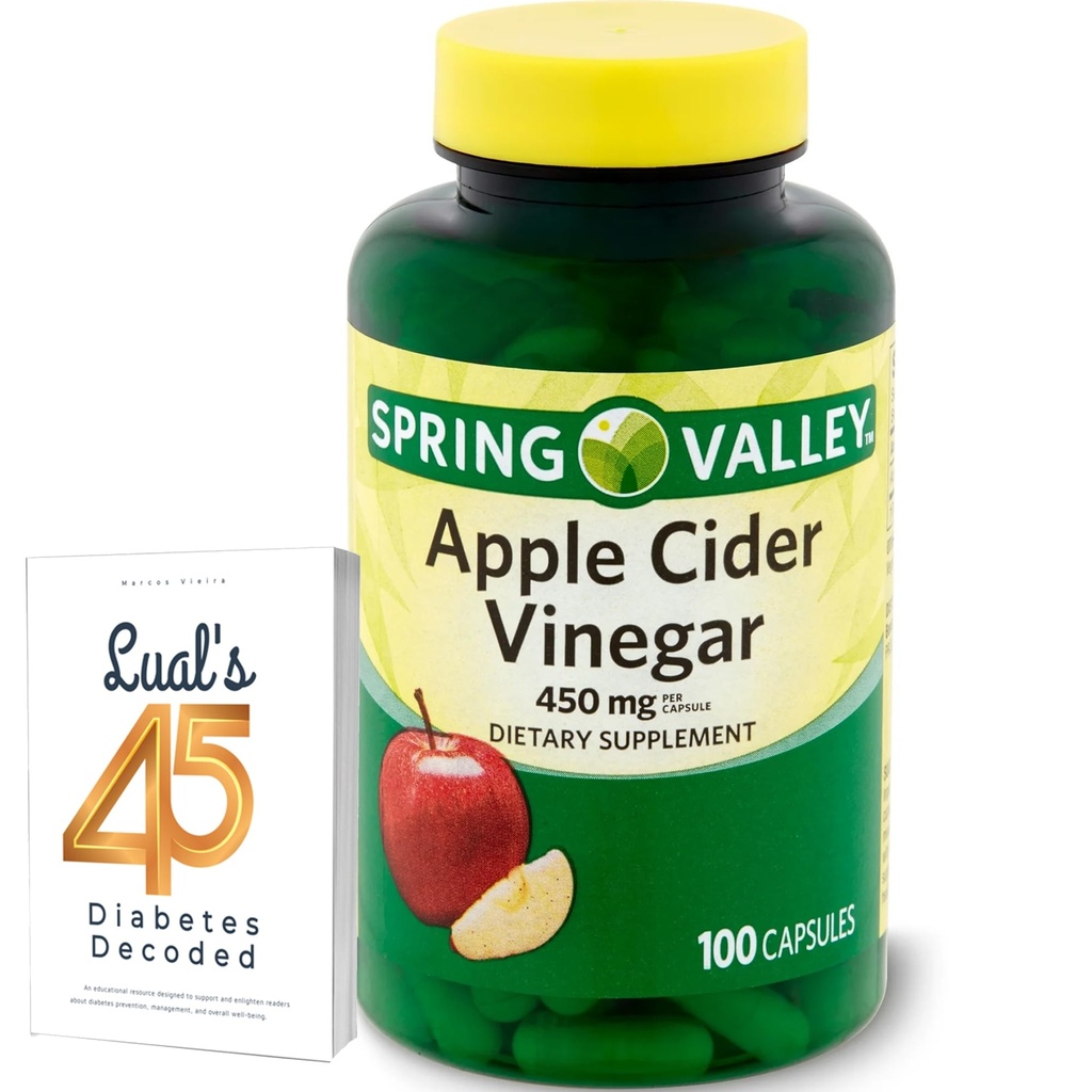 Apple Cider Kis 450mg. Spring Valley Apple Cider Vinegar Kapsule 450 mg 100 Število, Non-GMO, Gluten brezplačno Dopolnilo z Luall je 45 diabetes dekodirani