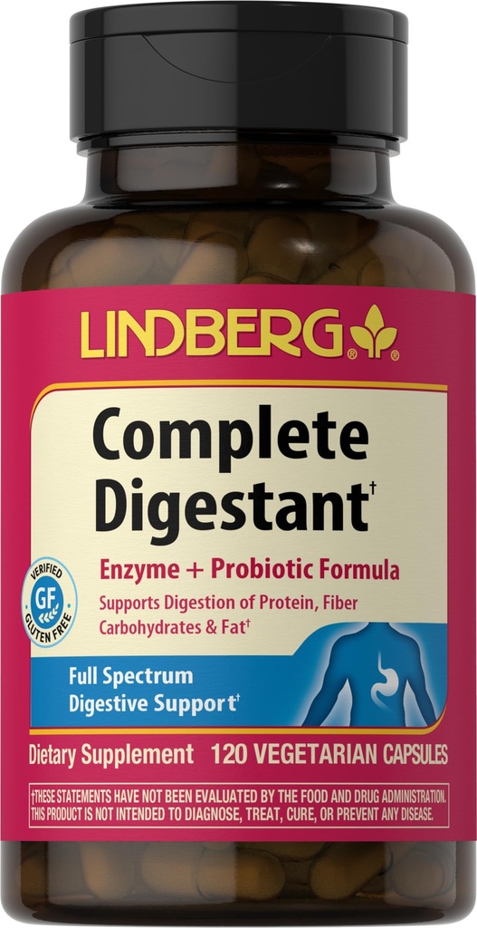 Lindberg Complete Digestant Multi-Encim Formula s pankreatinom in betain hidrokloridom, 120 kapsul