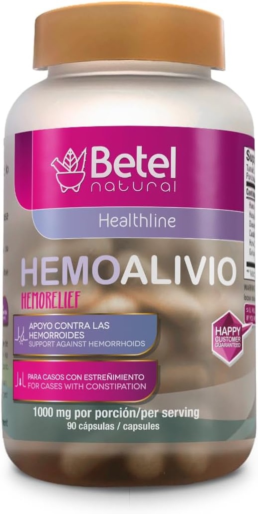 Betel Natural Premium HemoAlivio Rosita – podpora hemoroidu in zaprtju - 1000 mg - 90 kapsul