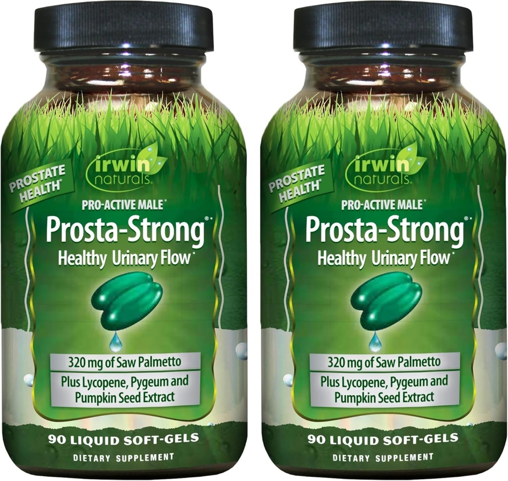 Irwin Naturals Prosta-Strong - Prostata Health Support z žago Palmetto, Lycopene, Bučno seme & More - 90 Liquid Softgels (Pack z 2)