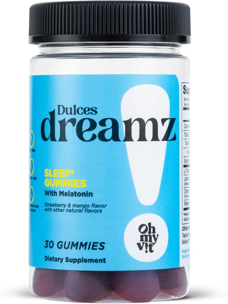 O, moj vit! Dulces Dreamz 2 mg Melatonin Gumies za podporo normalnega spanja z L-Theanine, in limonin balzam, aroma sadja za odrasle, 30