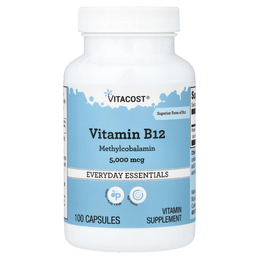 Vitacost Vitamin B-12 Metilkobalamin - 5000 μg - 100 kapsul