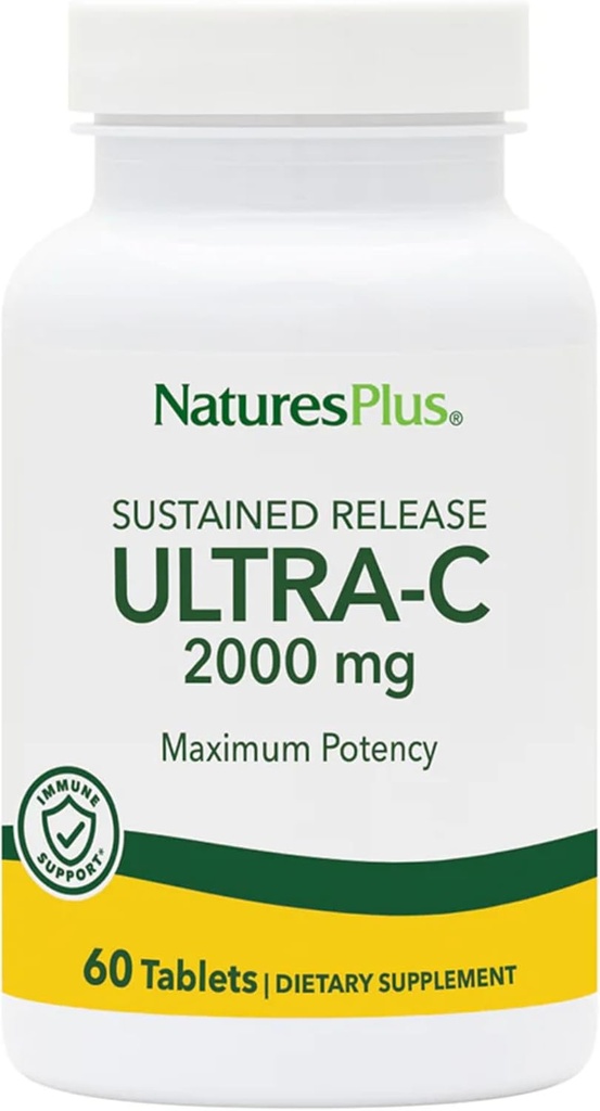 NaturesPlus Ultra-C 2000 mg - 60 tablet - Vitamin C z Rose Hips - Imunska in antioksidantna podpora - Vegetarian, Gluten Free - 60 serving
