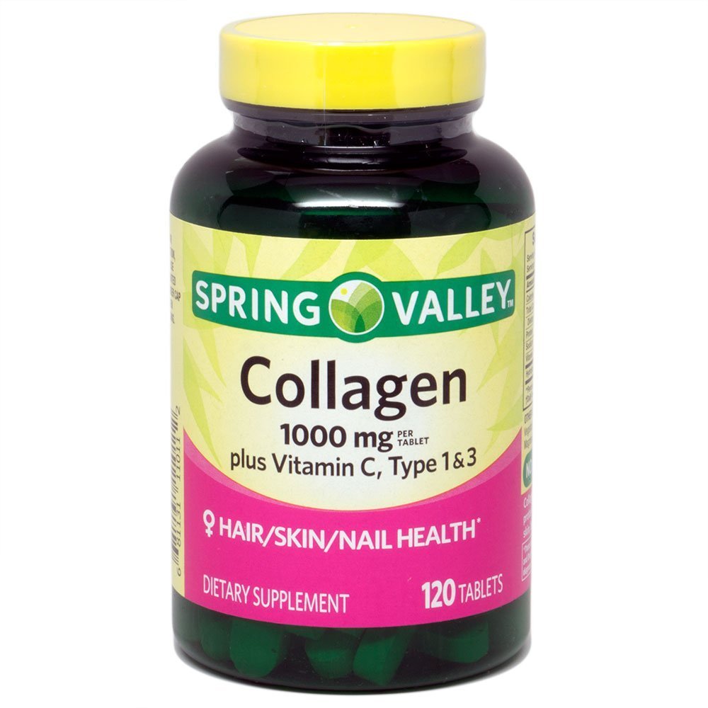 Spomladanska dolina Kolagen 1.000mg na tableto, Plus Vitamin C, Tip 1 & 3, 120ct po ekvatu
