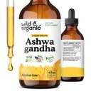 Wild & Organic Ashwagandha kapljice - podpora razpoloženju dodatek w/Ashwagandha korenski ekstrakt - tekoče kapljice za miren um - sprostitev dopolnila - Sladkor & alkohol brez - 4 fl oz
