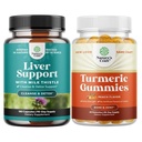 Sveženj za čiščenje jeter Detox & Popravila - Silymarin Milk Thistle z Dandelion Root Choline Beetroot Artichoke Extract in kurkumin Gummies s črno papriko Curcumin Powder za skupno podporo